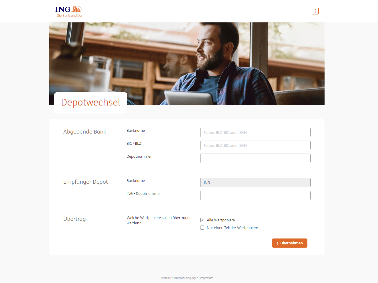 Screenshot Depotübertragung ING